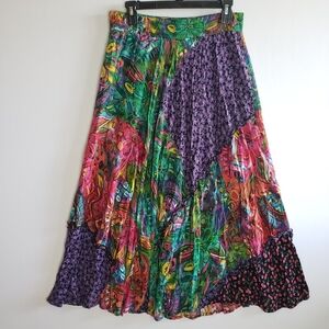 NWOT USA made Floral Tiered Broomstick Midi Maxi Skirt Gypsy Hippie Boho sz8 Vtg